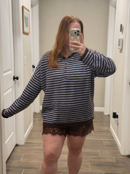 Blueberry Sugar Henley Sweater