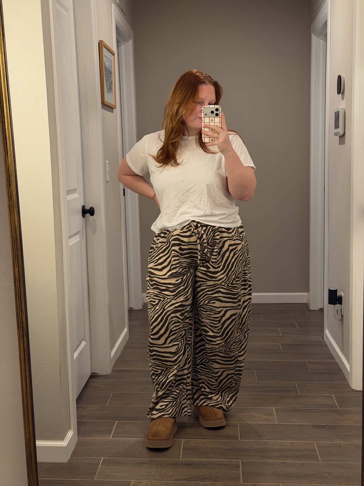 Zebra Print Pull-on Barrel Leg Pants