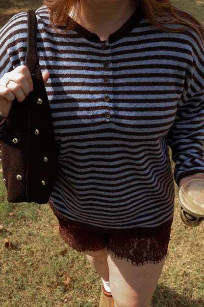 Blueberry Sugar Henley Sweater